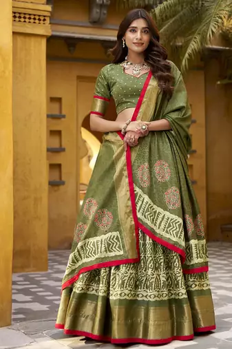 mehendi printed art_silk lehenga choli with dupatta