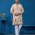 Beige viscose silk thread & sequins embroidered work wedding festival marriage function party wear straight mens kurta