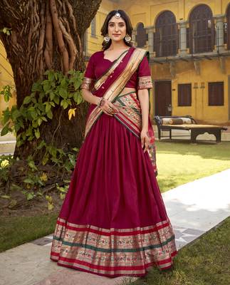 pink printed chanderi lehenga choli with dupatta 6