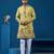 Yellow viscose silk thread & sequins embroidered work wedding festival marriage function party wear straight mens kurta