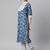 Women cotton blue white floral print straight kurta, trouser with dupatta set