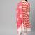 Women cotton peach off white floral print a-line kurta, trouser with dupatta set