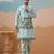 Sky blue viscose silk thread & sequins embroidered work wedding festival party wear straight kurta with jacke and pant