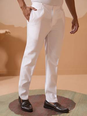 WHITE VISCOSE SILK THREAD & SEQUINS EMBROIDERED WORK WEDDING FESTIVAL PARTY WEAR STRAIGHT KURTA WITH JACKE AND PANT 10