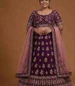 Purple embroidered zari work lehenga choli Customizable Sizes 2XL to 8XL
