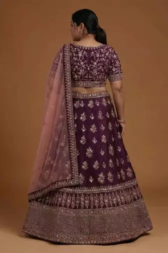 Purple embroidered zari work lehenga choli Customizable Sizes 2XL to 6XL