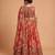 Red Organza Zari And Sequin Floral Embroidered  Customizable Sizes 2XL to 8XL