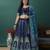 Dark Blue Jacquard Lehenga Choli Customizable Sizes 2XL to 8XL