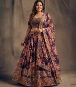 Stunning Purple Organza Zari & Sequins work Customizable Sizes 2XL to 8XL