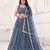 Blue Net Lehenga Choli Set For With Sequins Embroidery Customizable Sizes 2XL to 8XL