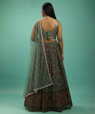 Green Mehendi Lehenga Choli For Women Customizable Sizes 2XL to 6XL 2