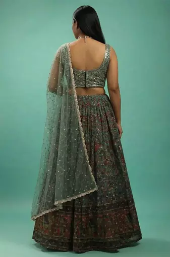 Green Mehendi Lehenga Choli For Women Customizable Sizes 2XL to 6XL