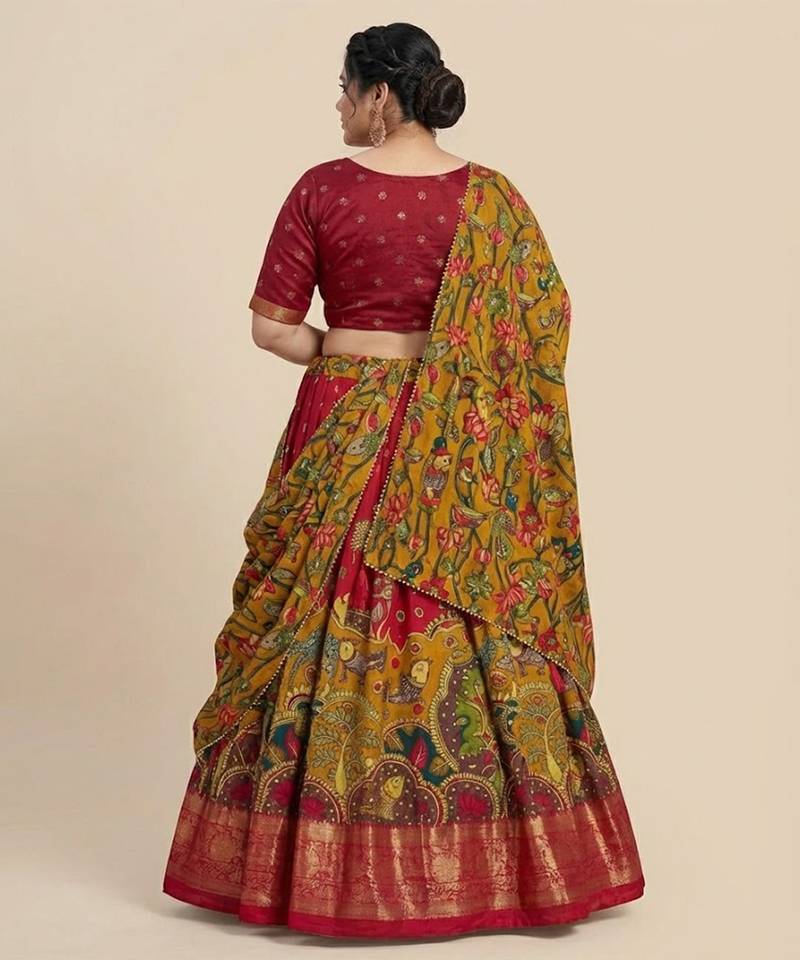 Traditional Kalamkari Print Lehenga Set Customizable Sizes 2XL to 8XL