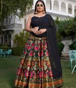 Black Banarasi Silk Lehenga Choli Customizable Sizes 2XL to 8XL