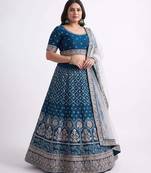 Blue Embroidered Lehenga Choli Customizable Sizes 2XL to 8XL