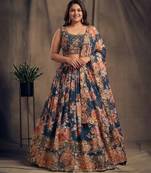 Teal Organza Wedding Lehenga Choli Customizable Sizes 2XL to 8XL