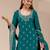 Teal embroidered georgette pakistani salwar suit