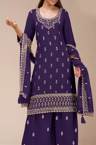 Blue embroidered georgette pakistani salwar suit