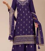 Blue embroidered georgette pakistani salwar suit