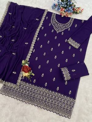 Blue embroidered georgette salwar suit 3