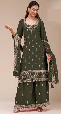Green embroidered georgette salwar suit 1