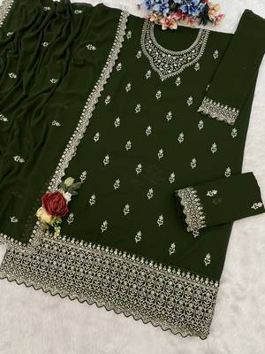 Green embroidered georgette salwar suit 3