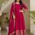 Delightful Pink Zari Embroidered Silk Wedding Wear Gown With Dupatta