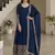 Glamorous Navy Blue Sequin Embroidered Silk Traditional Gown With Dupatta