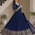 Glamorous Navy Blue Sequin Embroidered Silk Traditional Gown With Dupatta
