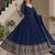 Glamorous Navy Blue Sequin Embroidered Silk Traditional Gown With Dupatta