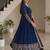 Glamorous Navy Blue Sequin Embroidered Silk Traditional Gown With Dupatta