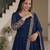 Glamorous Navy Blue Sequin Embroidered Silk Traditional Gown With Dupatta