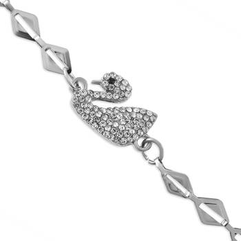 Brass silver plated cz swan bracelet for women 2