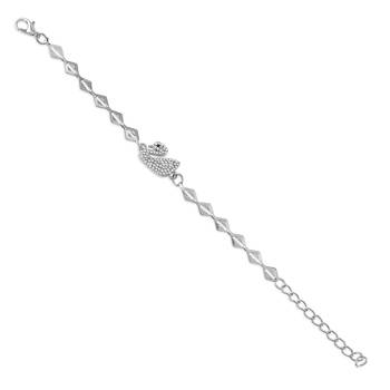 Brass silver plated cz swan bracelet for women 3
