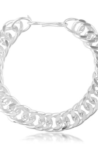 Brass silver plated thick heavy men bracelet