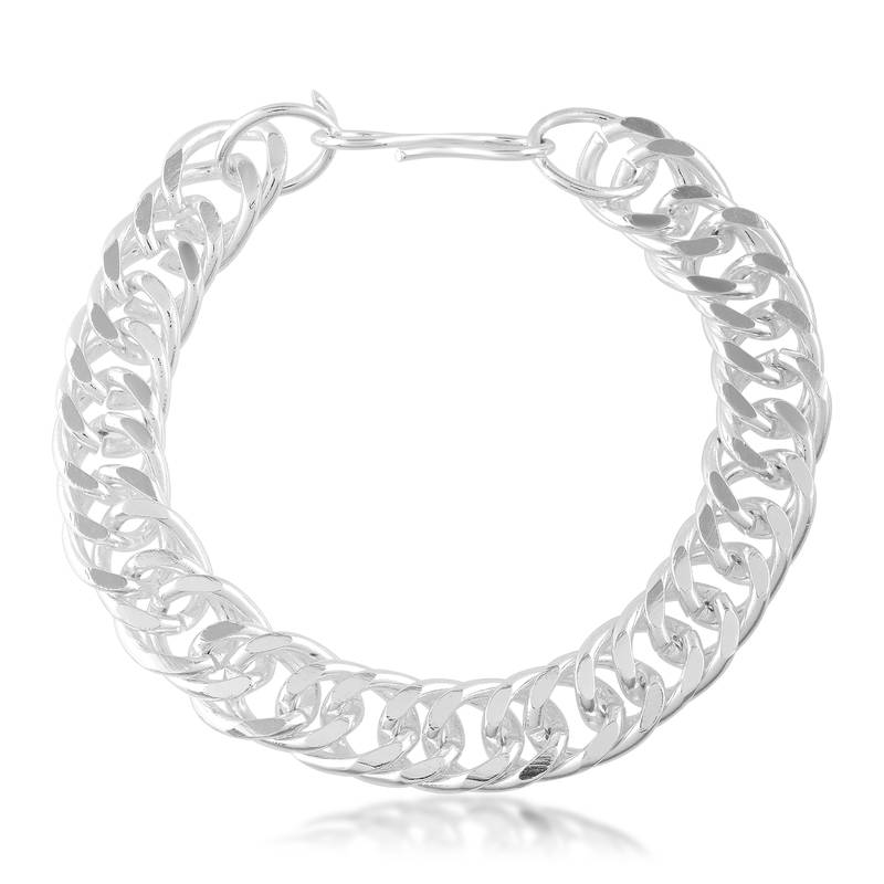 Brass silver plated thick heavy men bracelet