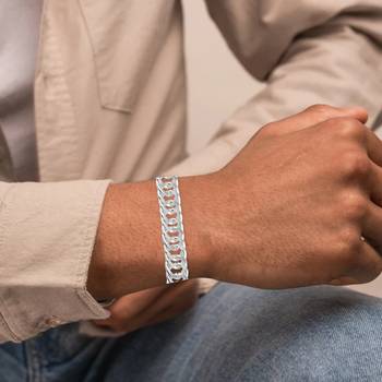 Brass silver plated thick heavy men bracelet 4