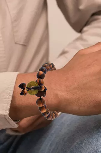 Wooden tiger eye stretch bracelet men women