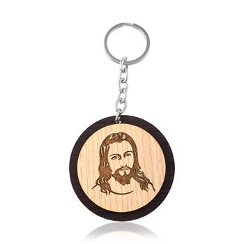 English teak wooden jesus christ keychain 1