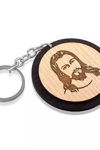 English teak wooden jesus christ keychain