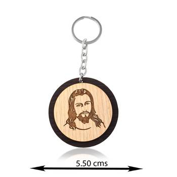 English teak wooden jesus christ keychain 3