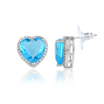 Silver plated blue crystal stud ear ring 2