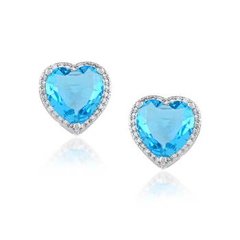 Silver plated blue crystal stud ear ring 3