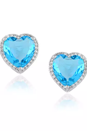 Silver plated blue crystal stud ear ring