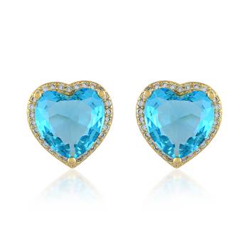Gold plated blue crystal stud ear ring 1