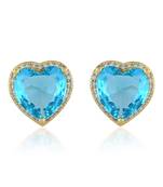 Gold plated blue crystal stud ear ring
