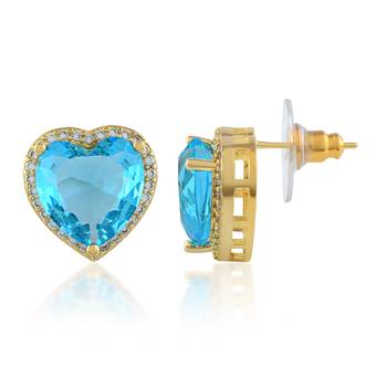 Gold plated blue crystal stud ear ring 2