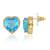 Gold plated blue crystal stud ear ring