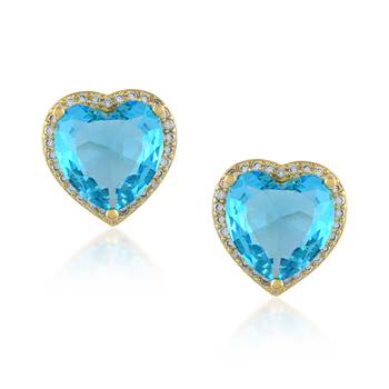 Gold plated blue crystal stud ear ring 3