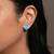 Gold plated blue crystal stud ear ring